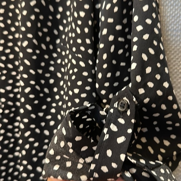Ann Taylor Sheer pull-over Tunic button polka dot blouse size 8 - Picture 9 of 14
